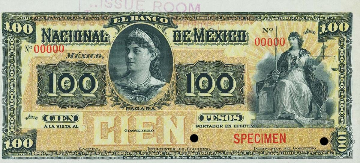 Front of Mexico pS261s2: 100 Pesos from 1885