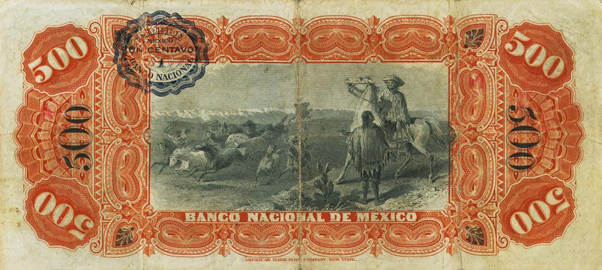 Back of Mexico pS262b: 500 Pesos from 1885