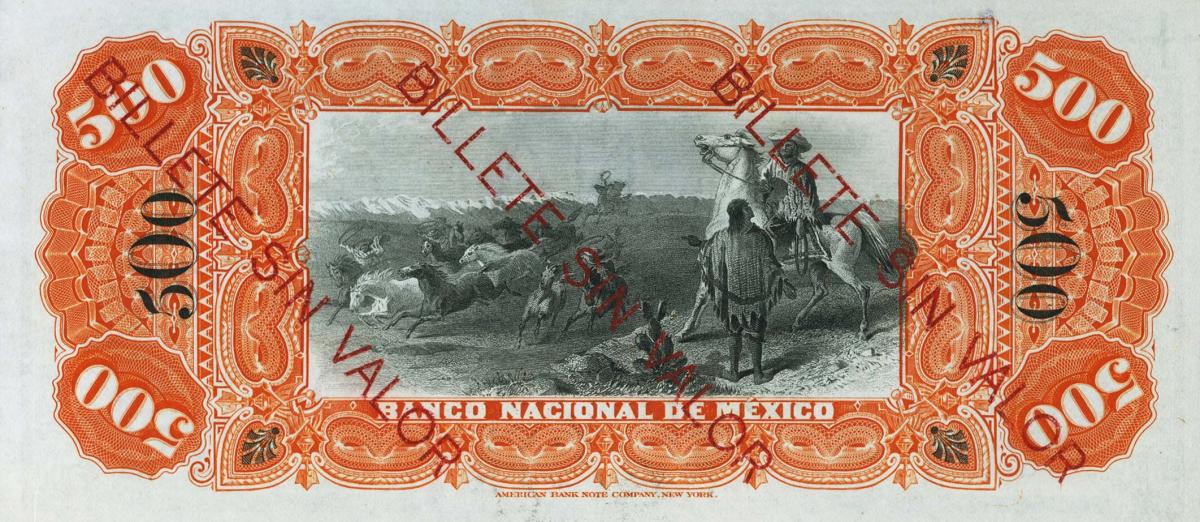 Back of Mexico pS262r: 500 Pesos from 1885