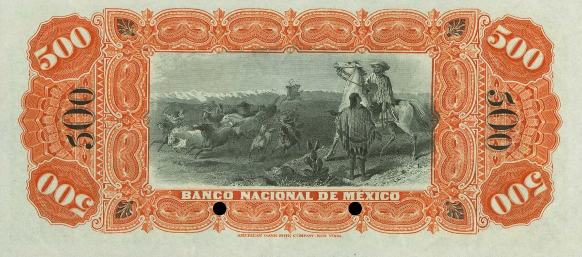 Back of Mexico pS262s3: 500 Pesos from 1885