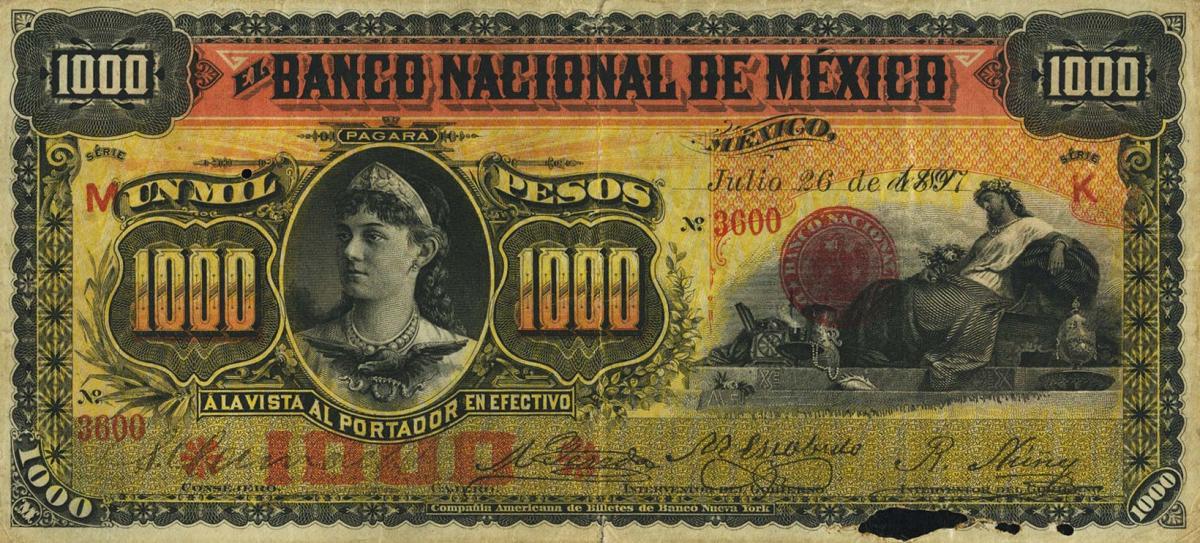 Front of Mexico pS263a: 1000 Pesos from 1885