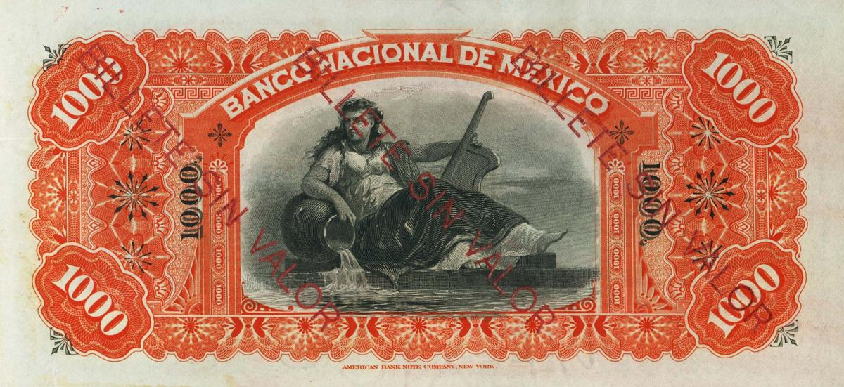 Back of Mexico pS263r: 1000 Pesos from 1885