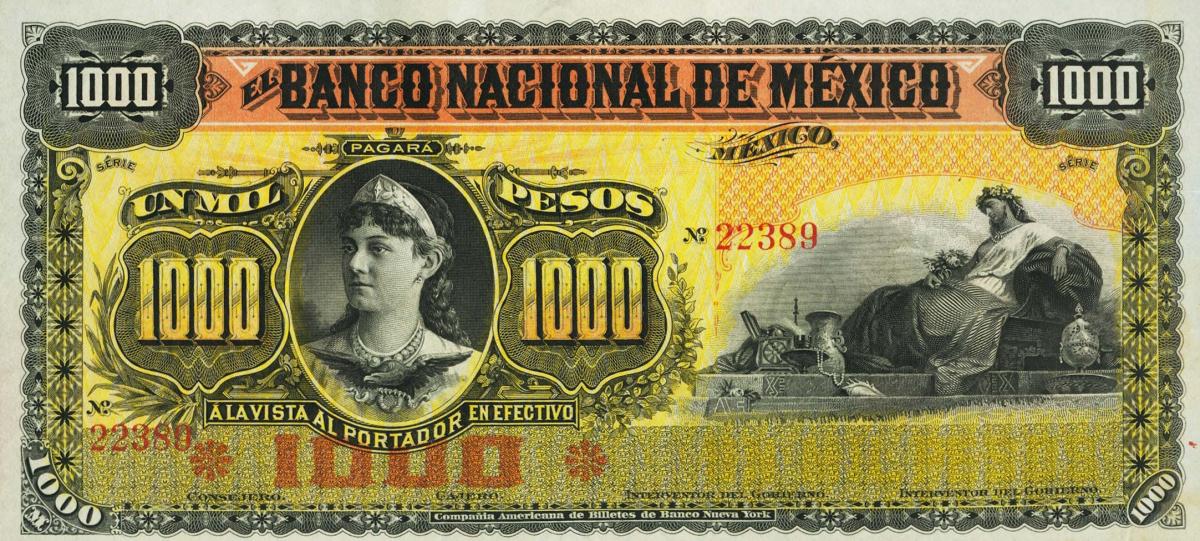 Front of Mexico pS263r: 1000 Pesos from 1885