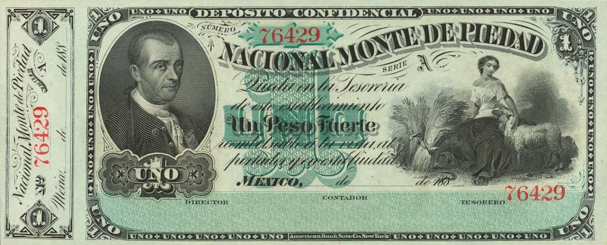 Front of Mexico pS264r2: 1 Peso from 1880