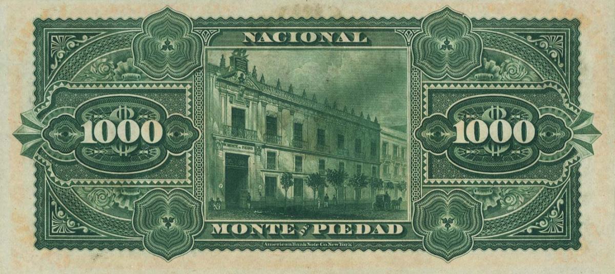Back of Mexico pS271r1: 1000 Pesos from 1880