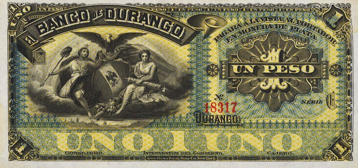 Front of Mexico pS272r: 1 Peso from 1891