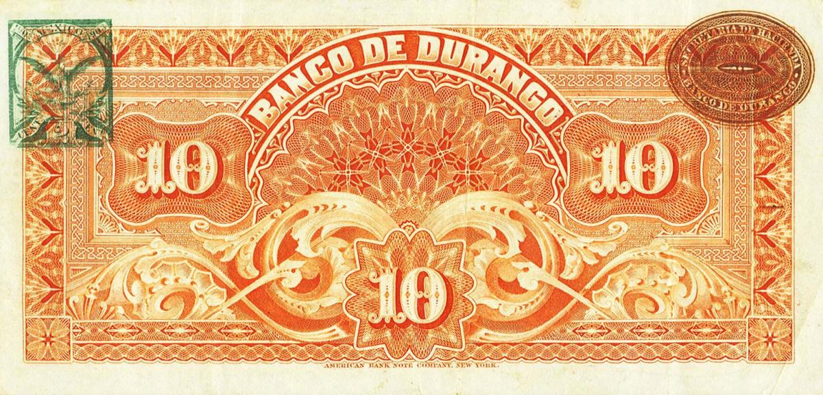 Back of Mexico pS274c: 10 Pesos from 1891