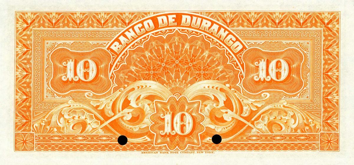 Back of Mexico pS274s2: 10 Pesos from 1891