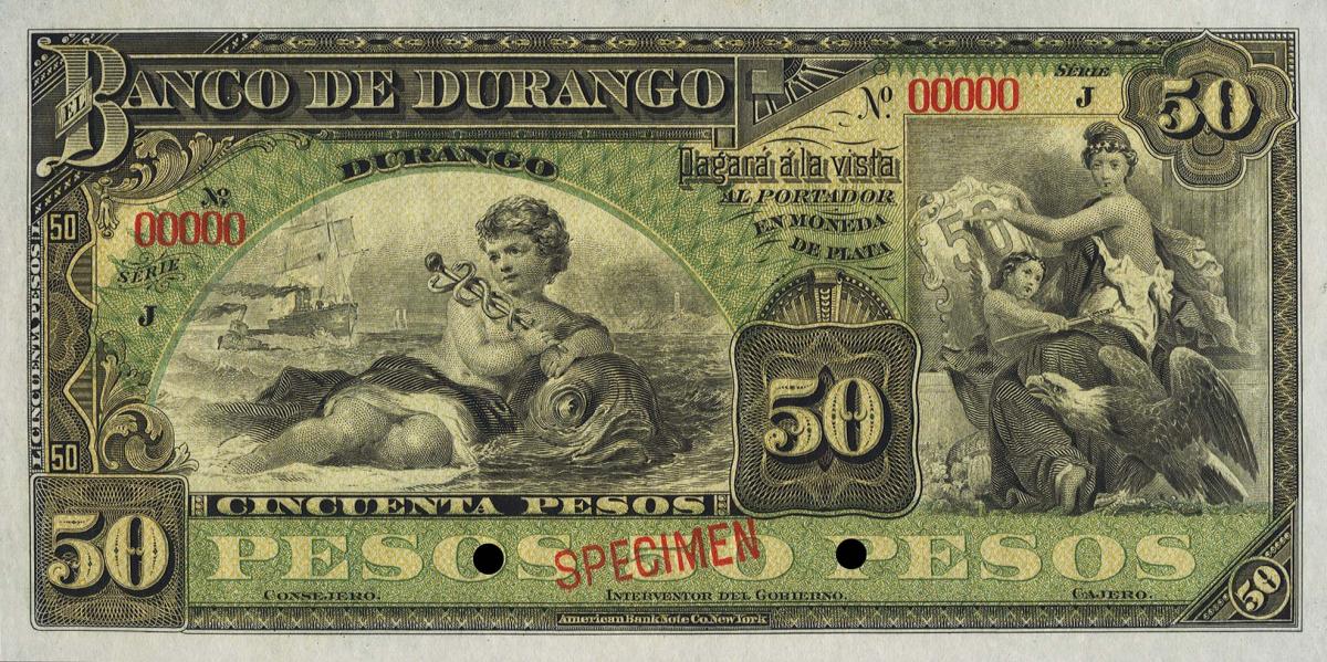 Front of Mexico pS276As2: 50 Pesos from 1913