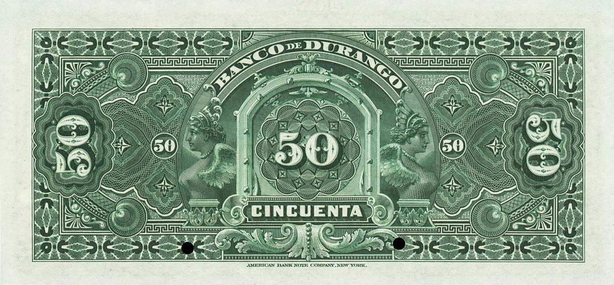 Back of Mexico pS276s: 50 Pesos from 1891