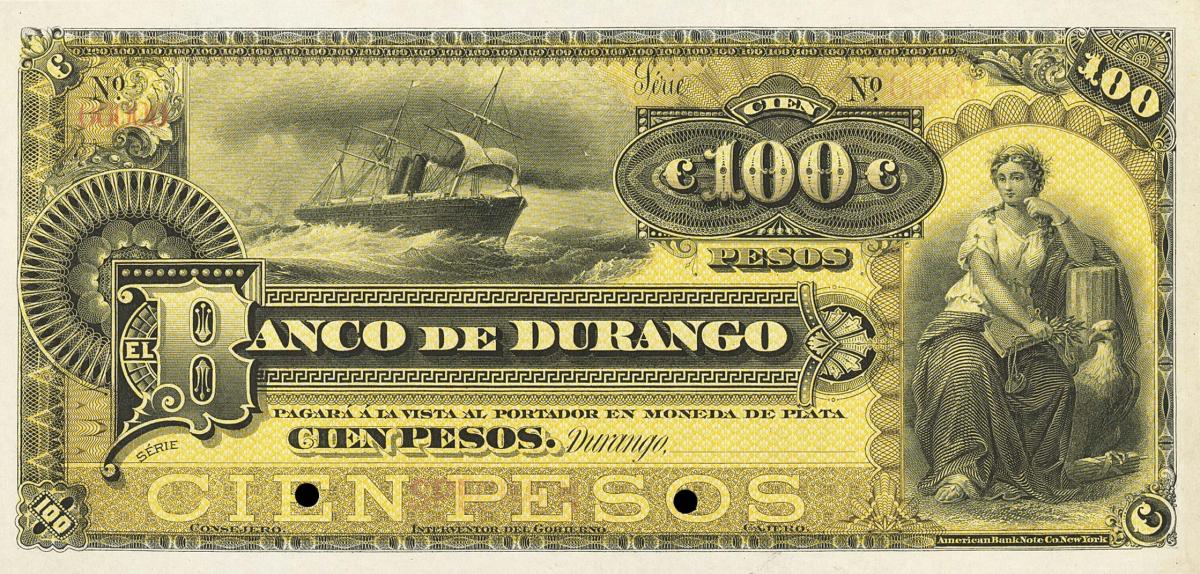 Front of Mexico pS277s: 100 Pesos from 1888