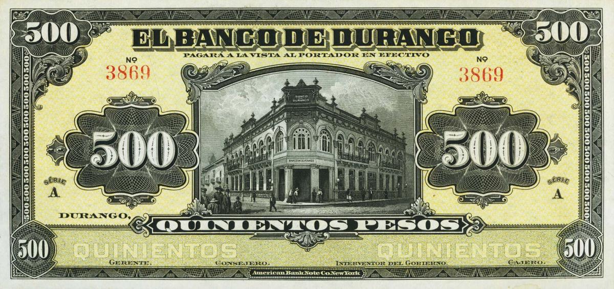 Front of Mexico pS278r: 500 Pesos from 1914