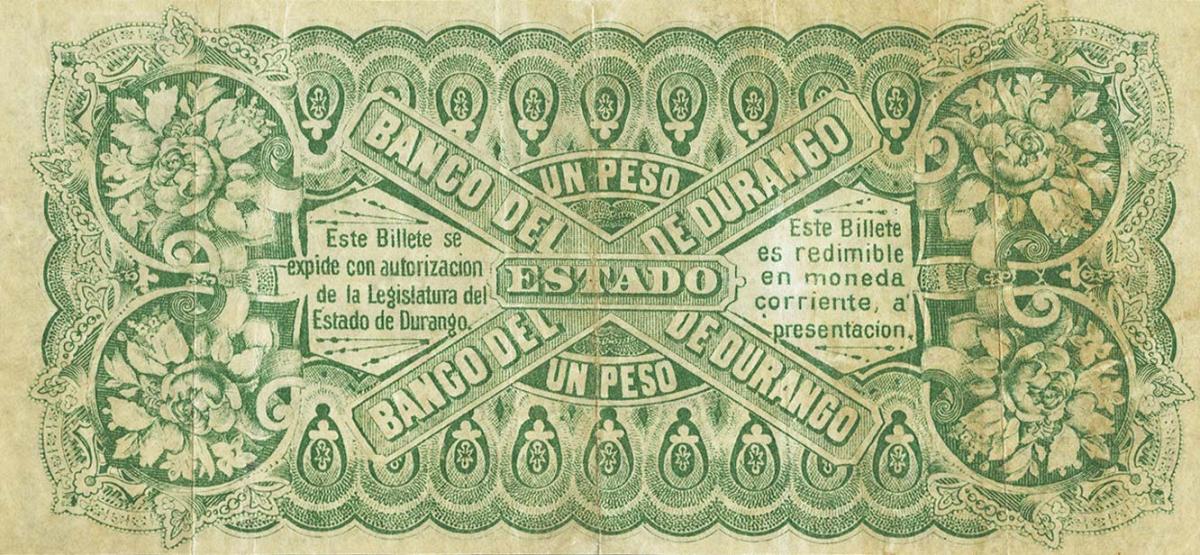 Back of Mexico pS286: 1 Peso from 1882