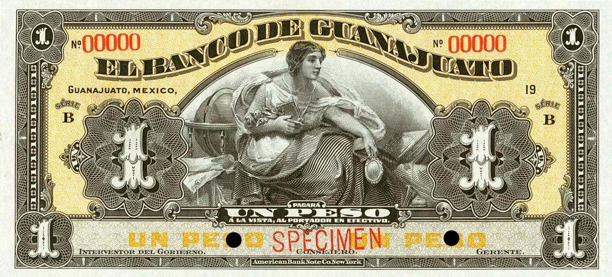 Front of Mexico pS287s: 1 Peso from 1913