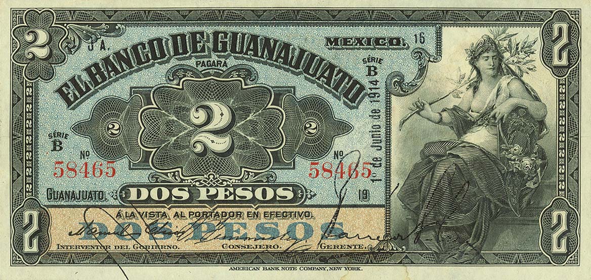 Front of Mexico pS288a: 2 Pesos from 1913