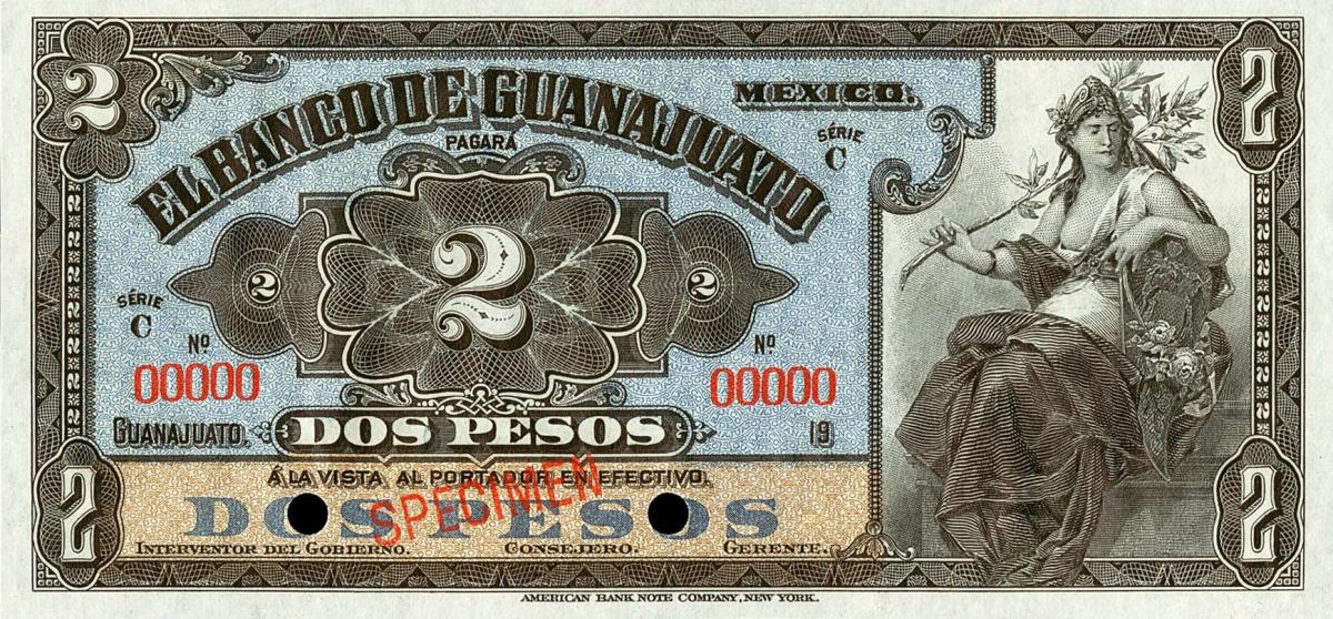 Front of Mexico pS288s: 2 Pesos from 1913