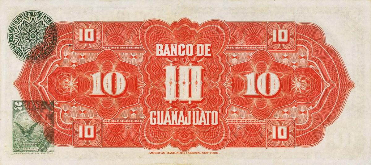 Back of Mexico pS290c: 10 Pesos from 1900