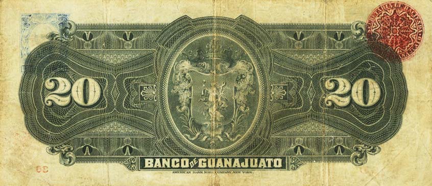 Back of Mexico pS291a: 20 Pesos from 1900