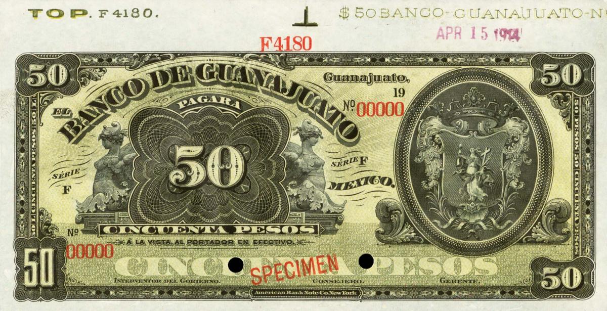 Front of Mexico pS292s: 50 Pesos from 1901