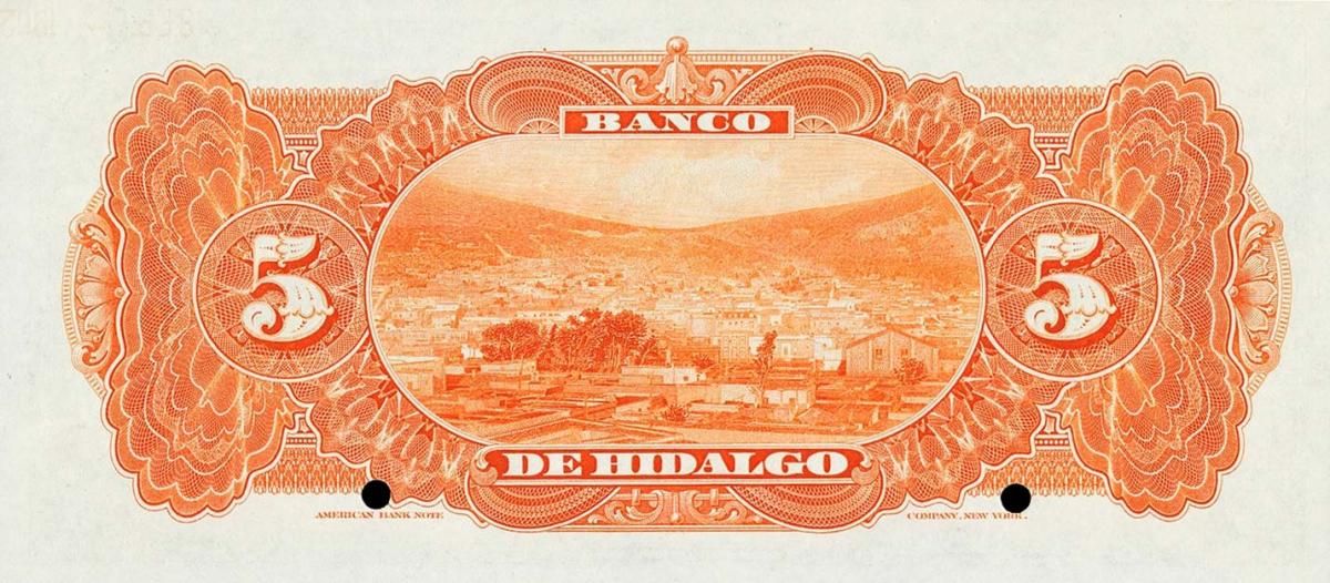 Back of Mexico pS305s: 5 Pesos from 1902