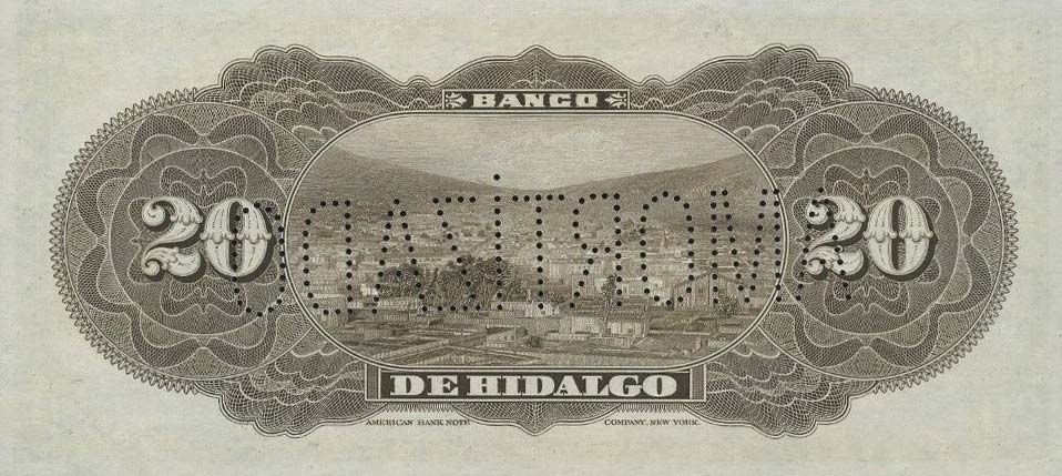 Back of Mexico pS307r2: 20 Pesos from 1902