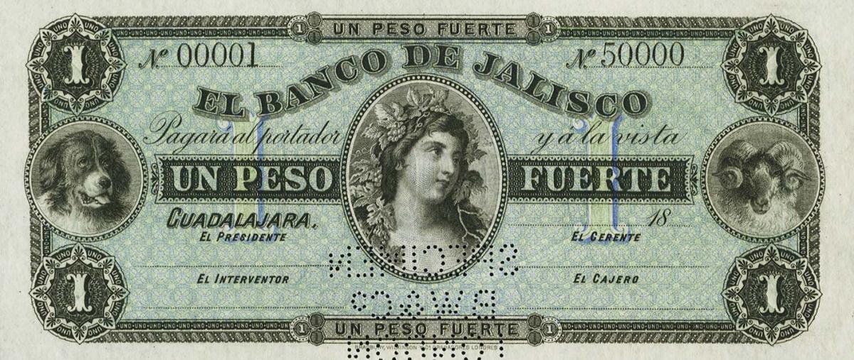 Front of Mexico pS313s: 1 Peso from 1914