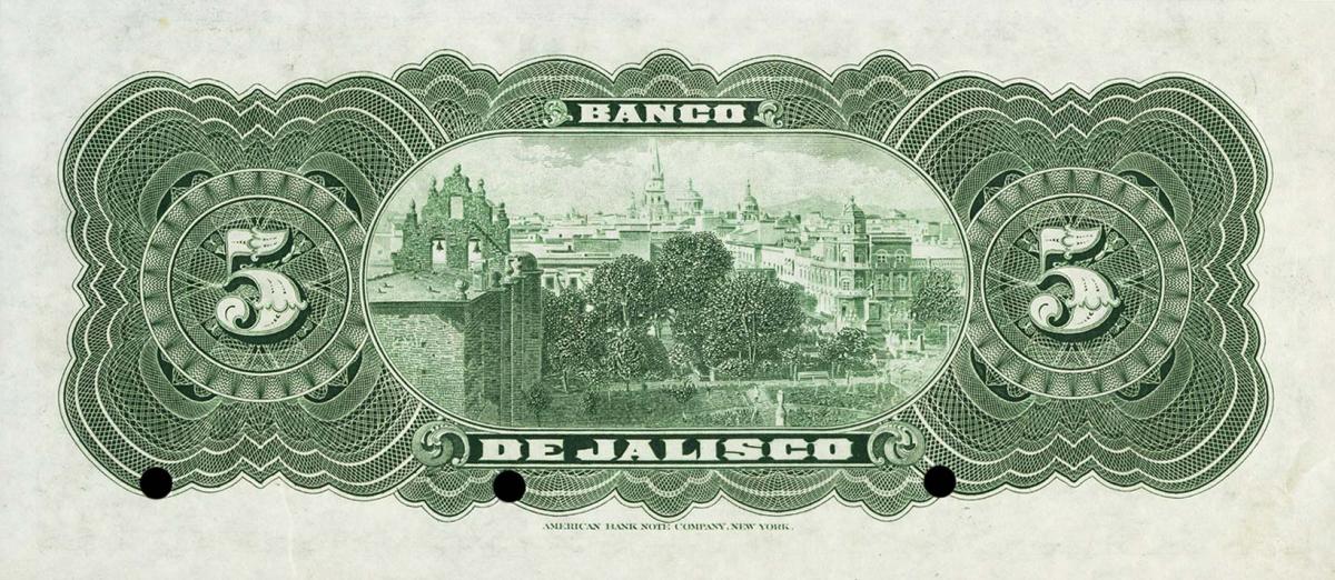 Back of Mexico pS320s: 5 Pesos from 1902