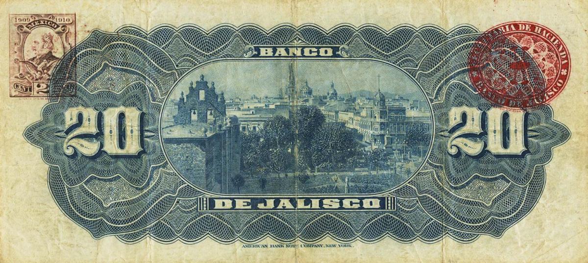 Back of Mexico pS322b: 20 Pesos from 1902