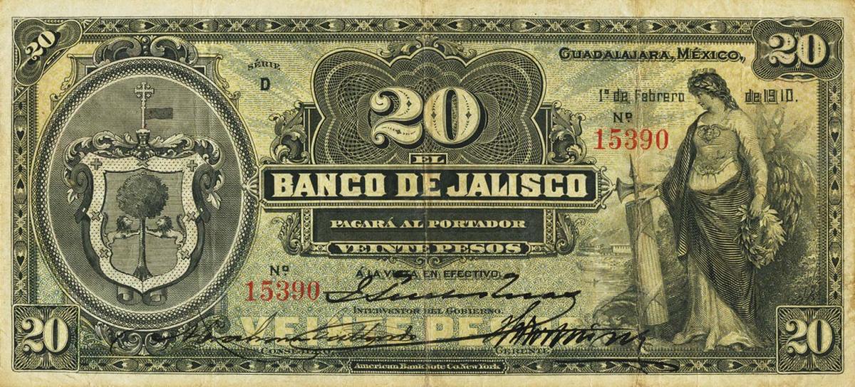 Front of Mexico pS322b: 20 Pesos from 1902