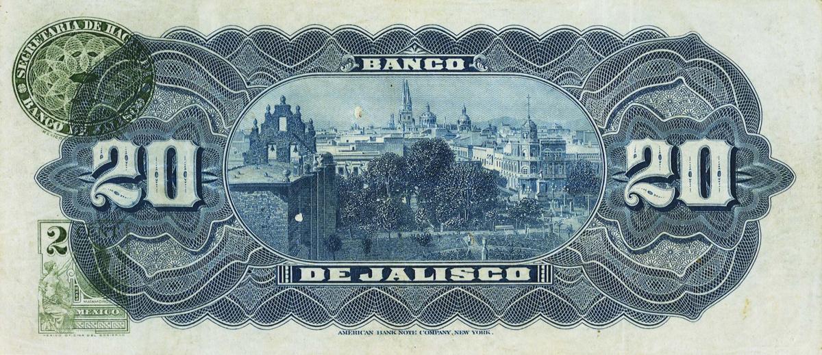 Back of Mexico pS322c: 20 Pesos from 1902