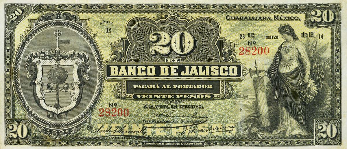 Front of Mexico pS322c: 20 Pesos from 1902