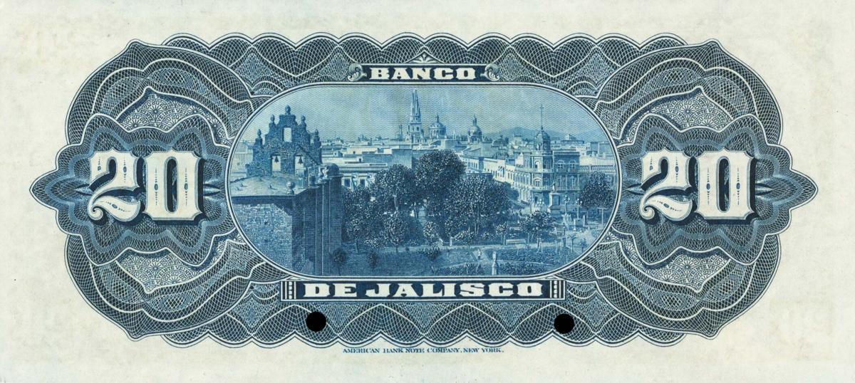 Back of Mexico pS322s: 20 Pesos from 1902