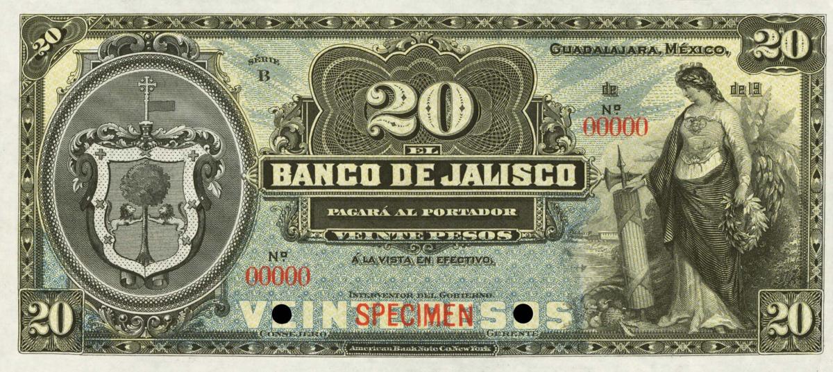 Front of Mexico pS322s: 20 Pesos from 1902