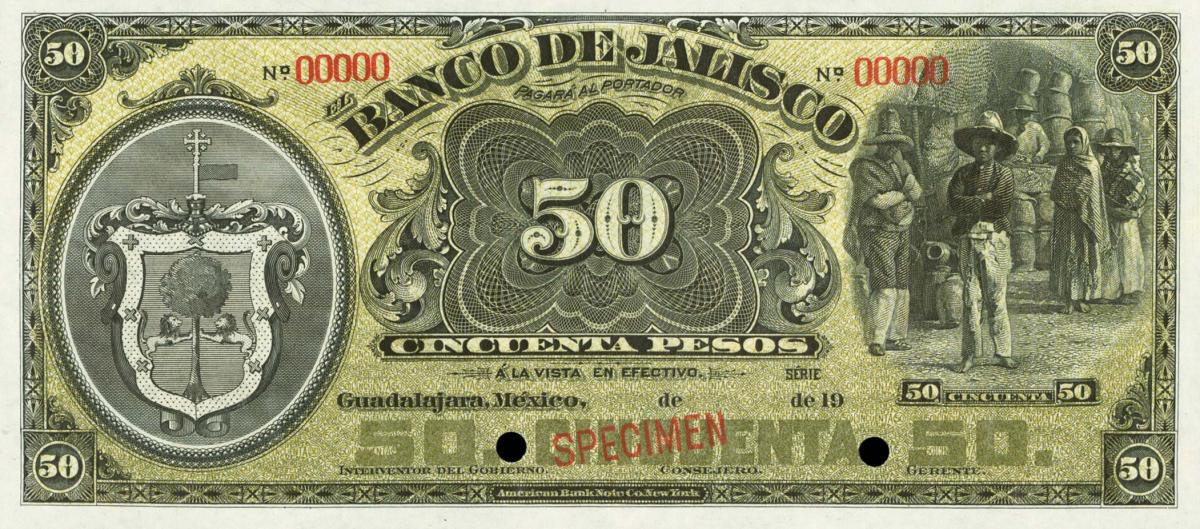 Front of Mexico pS323s: 50 Pesos from 1902