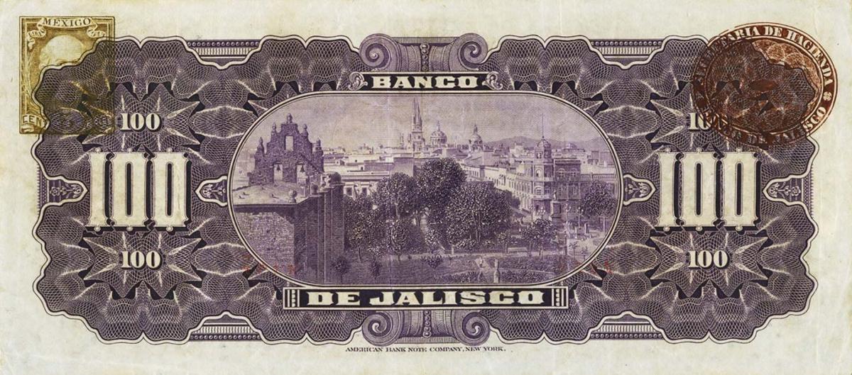 Back of Mexico pS325a: 100 Pesos from 1910