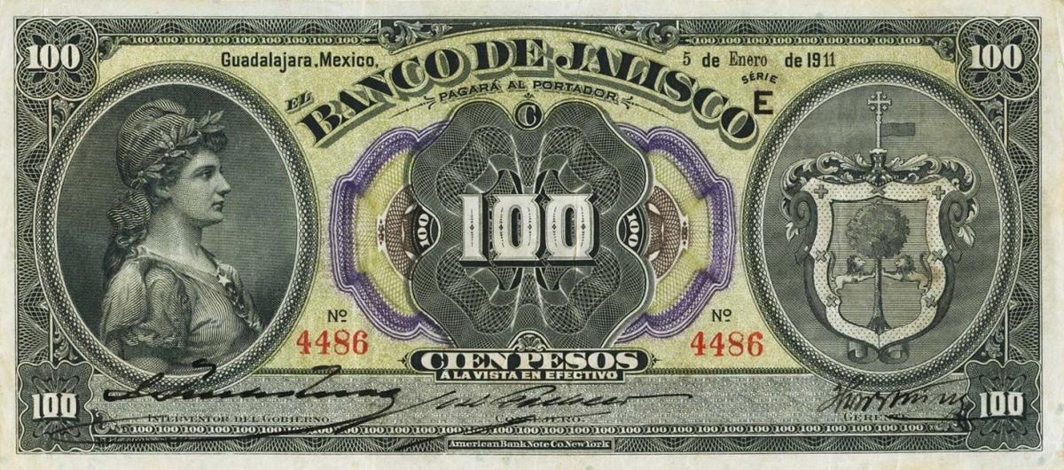 Front of Mexico pS325a: 100 Pesos from 1910