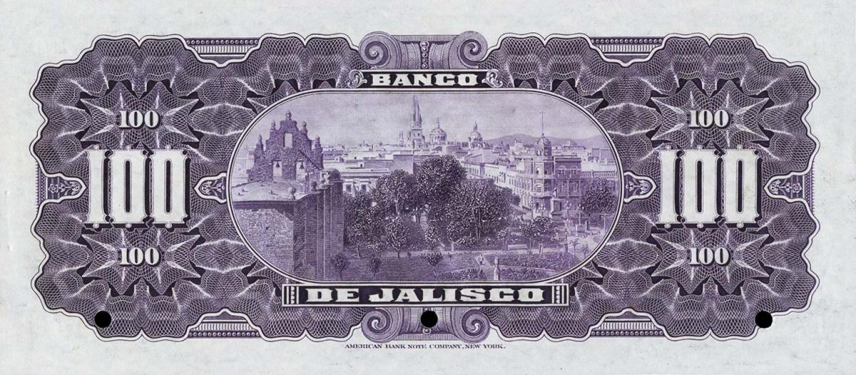 Back of Mexico pS325s: 100 Pesos from 1910