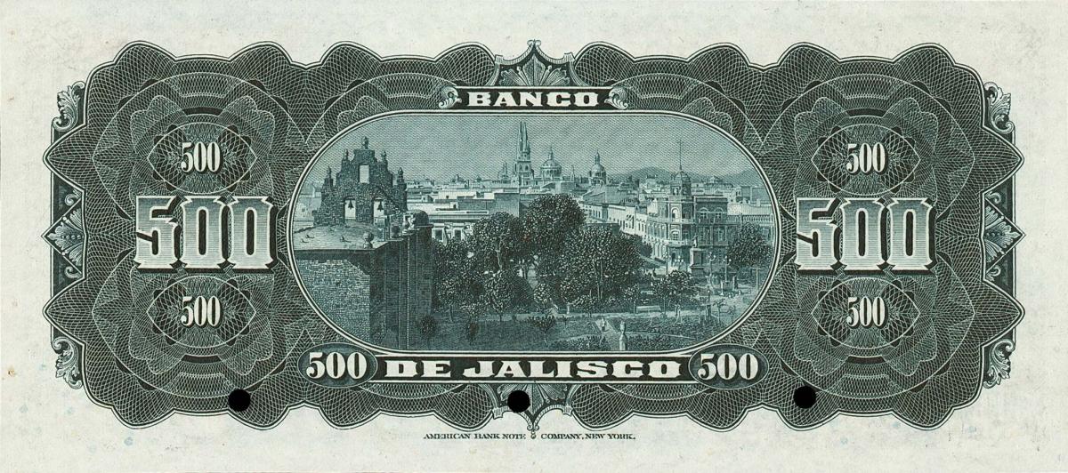 Back of Mexico pS326s: 500 Pesos from 1910