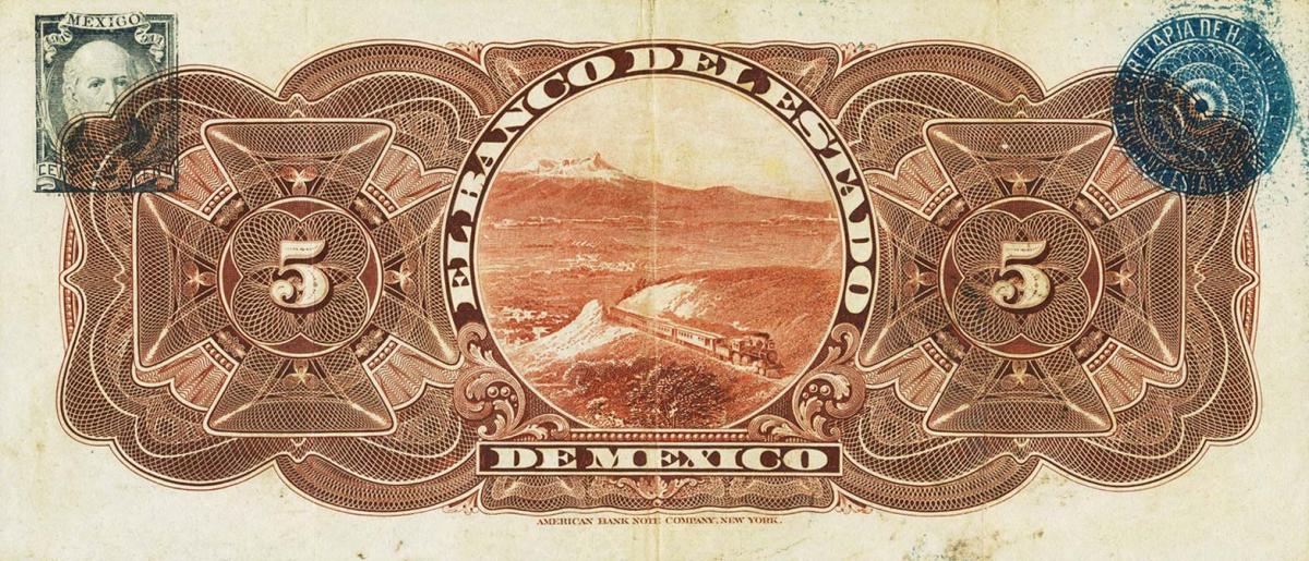 Back of Mexico pS329c: 5 Pesos from 1897