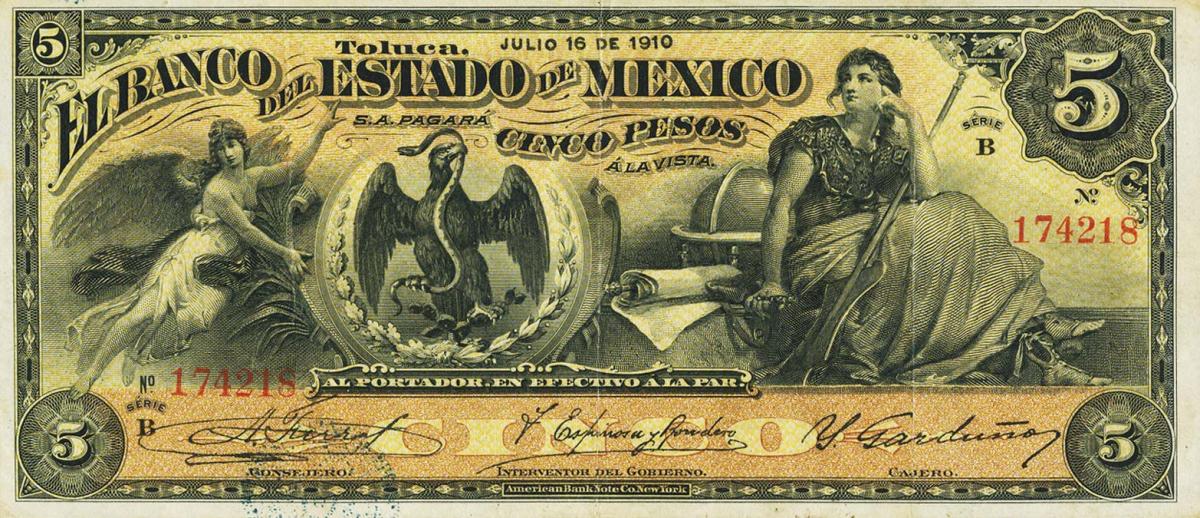 Front of Mexico pS329c: 5 Pesos from 1897