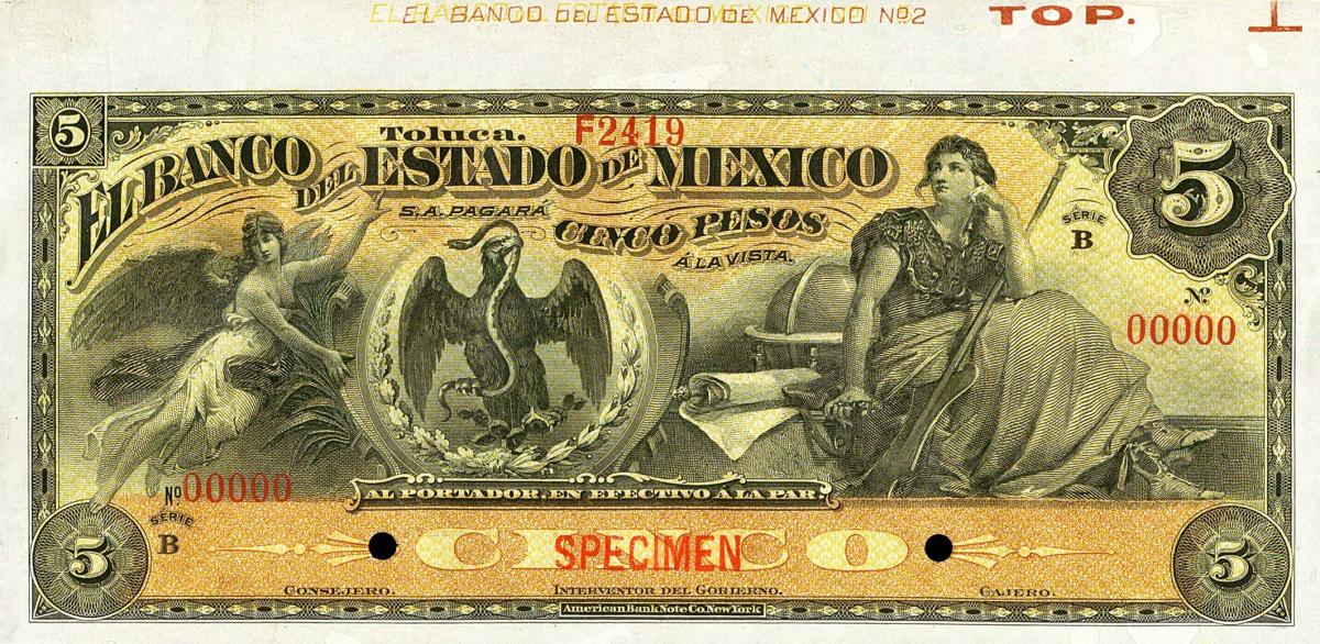 Front of Mexico pS329s3: 5 Pesos from 1897