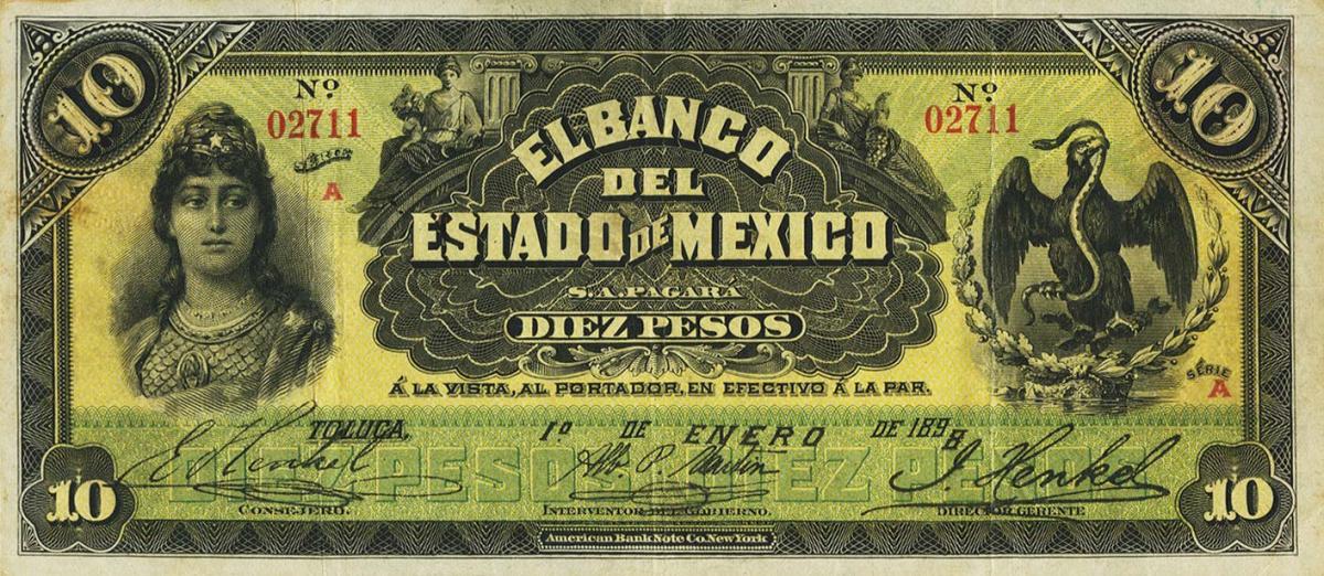 Front of Mexico pS330a: 10 Pesos from 1898