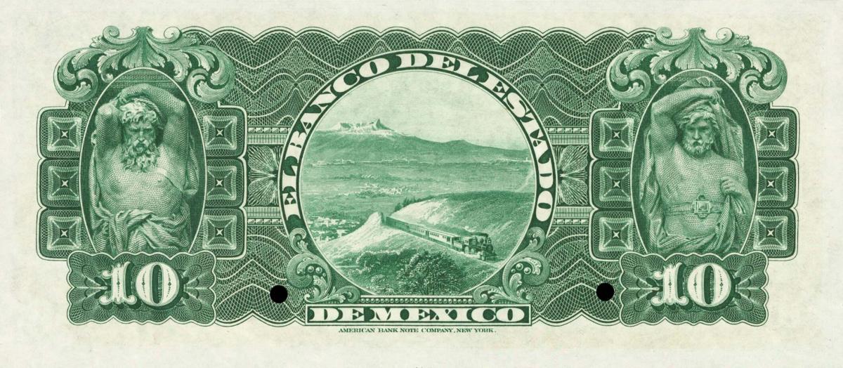 Back of Mexico pS330s: 10 Pesos from 1898