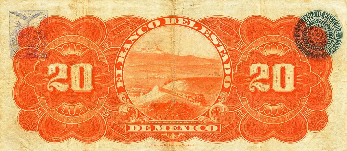 Back of Mexico pS331a: 20 Pesos from 1898