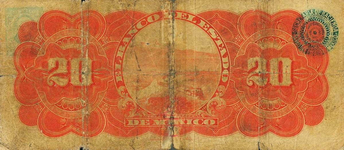 Back of Mexico pS331b: 20 Pesos from 1898