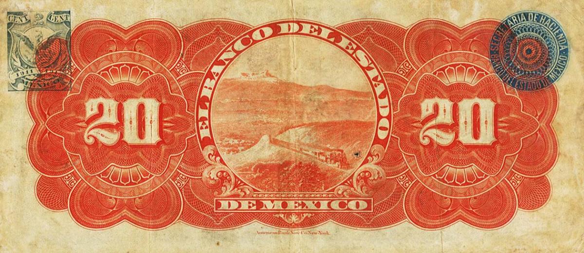 Back of Mexico pS331c: 20 Pesos from 1898