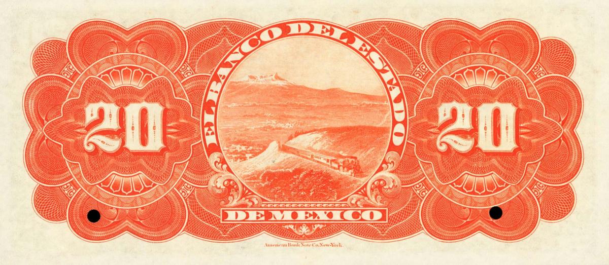 Back of Mexico pS331s: 20 Pesos from 1898