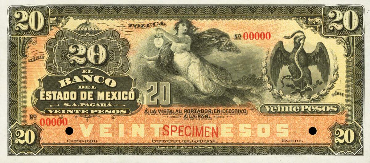 Front of Mexico pS331s: 20 Pesos from 1898