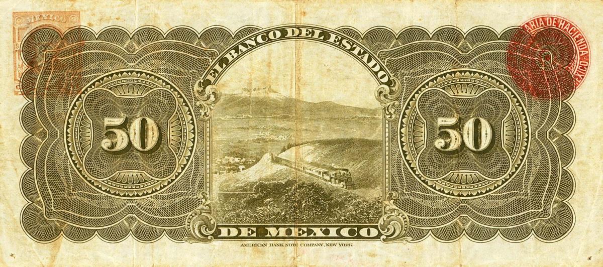 Back of Mexico pS332b: 50 Pesos from 1898