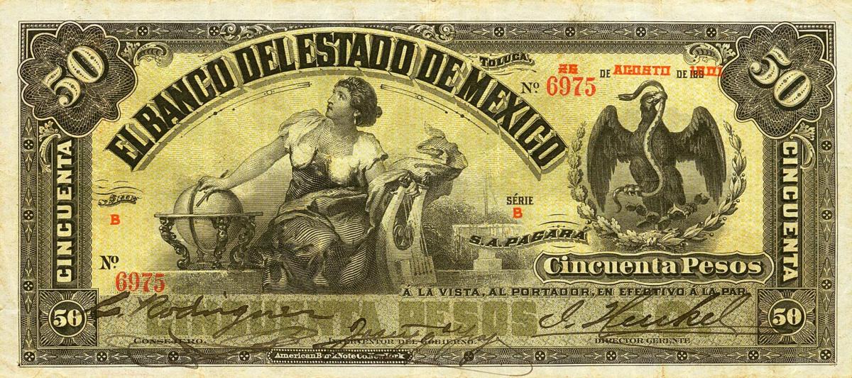 Front of Mexico pS332b: 50 Pesos from 1898